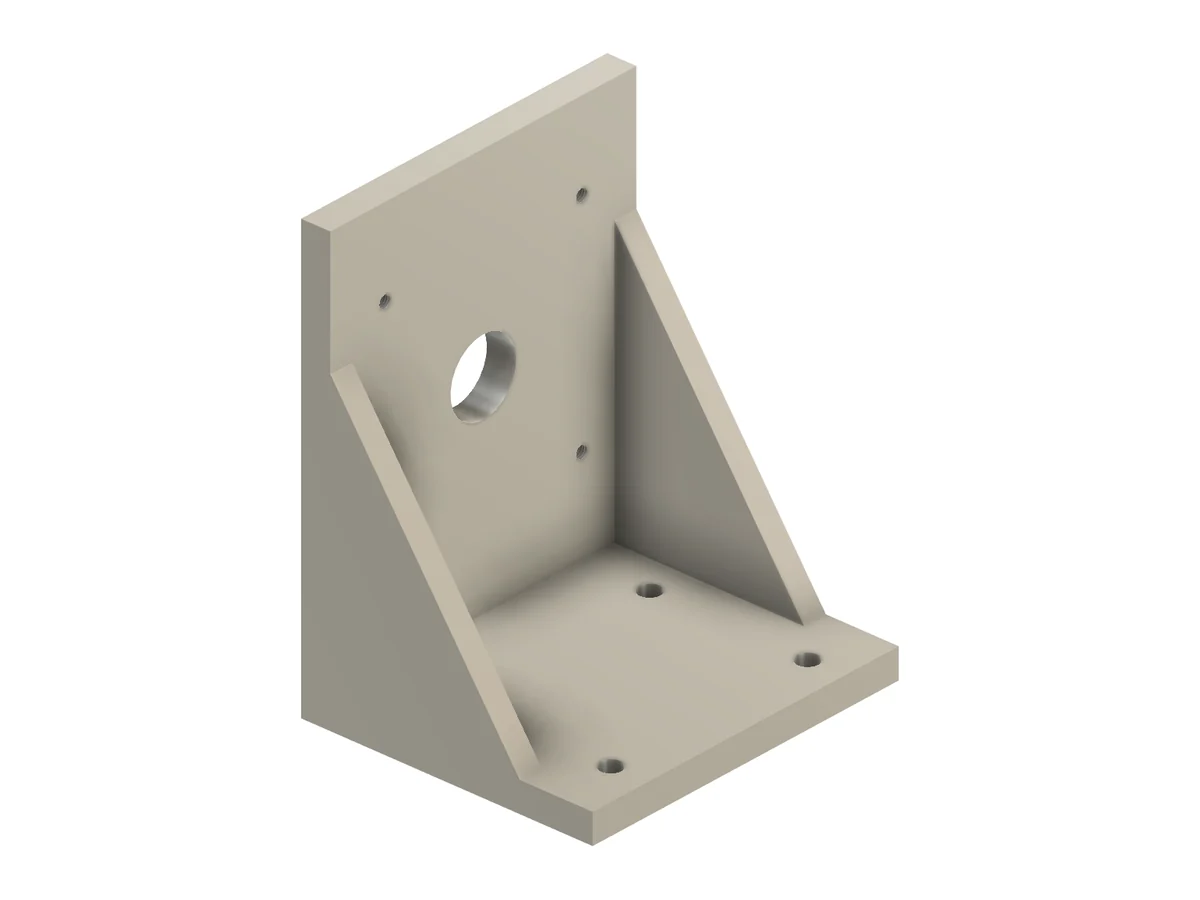 Motor Bracket part file opened on its own, showing the holes Hole Series & Fasteners added