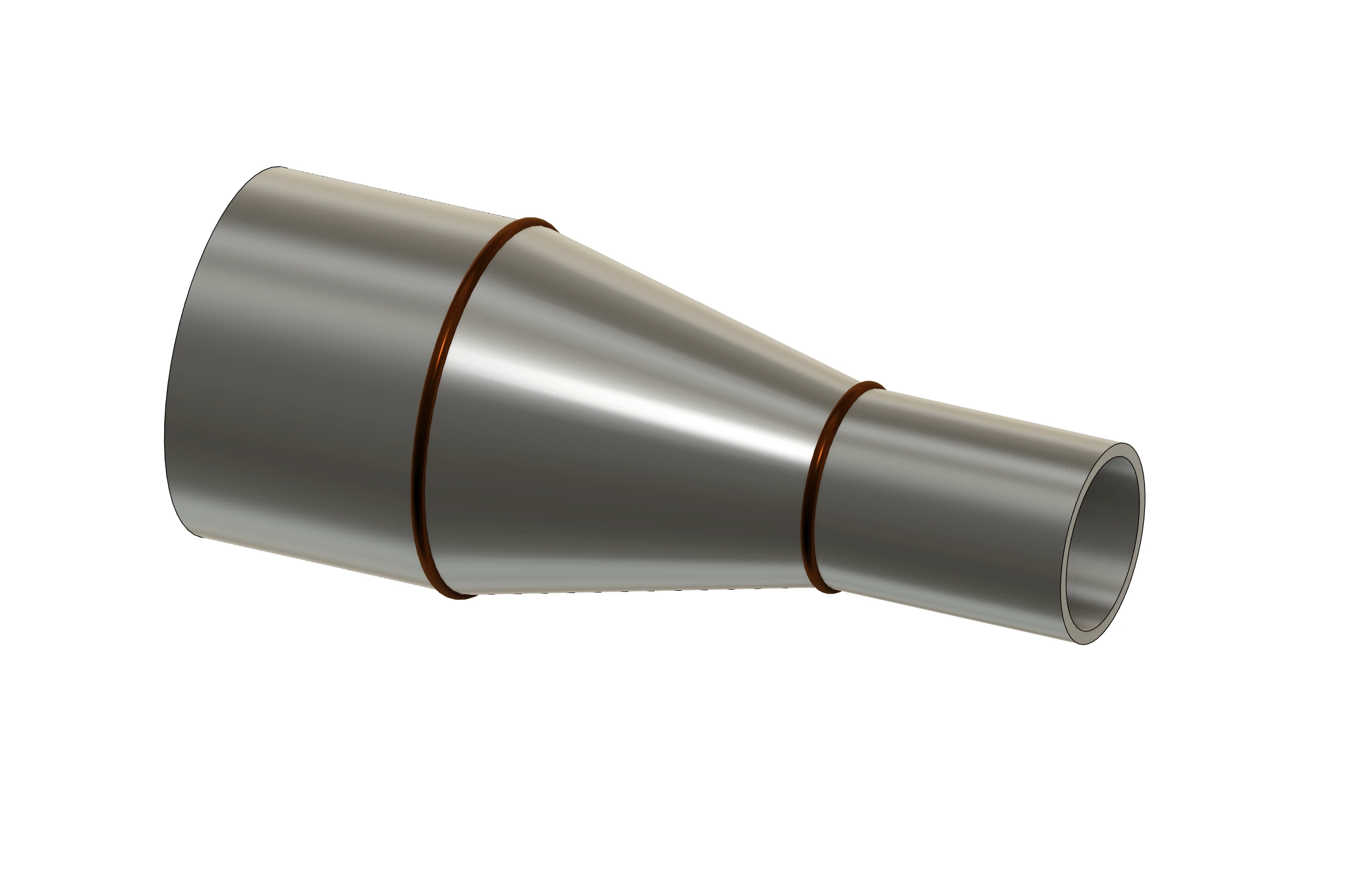 Concentric reducer connecting two pipe diameters on a shared centreline