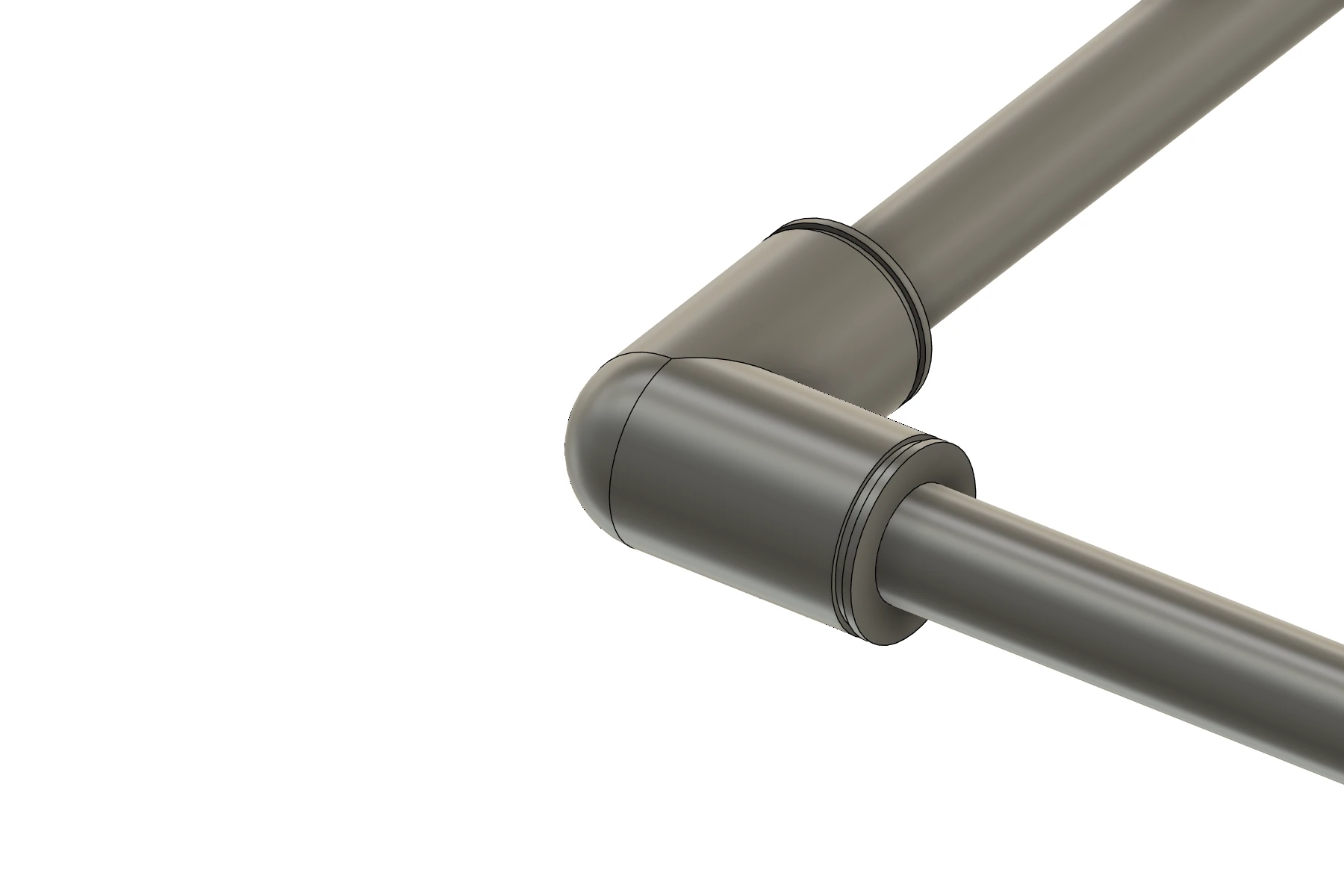 SMC KQ2 pneumatic elbow with connected polyurethane tubing modeled in Autodesk Fusion
