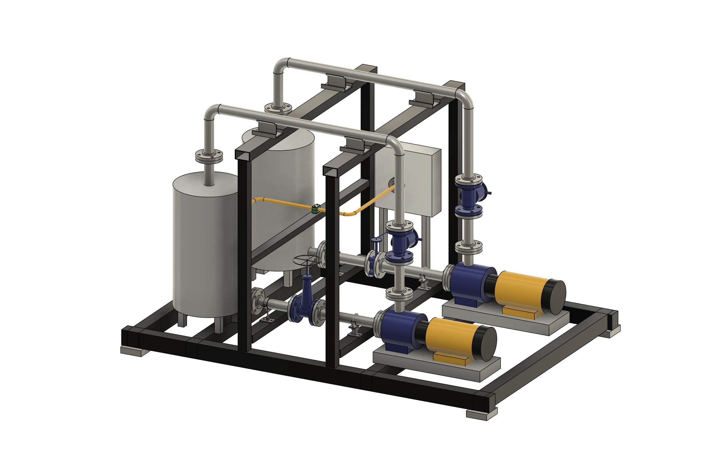 Ball valve, slip-on flanges and hollow pipe sections created in Autodesk Fusion