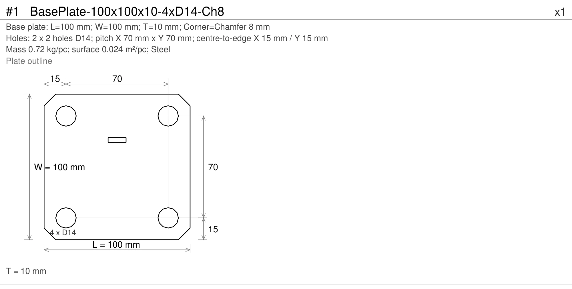 Plate drawing showing outline, mounting holes and locating slots