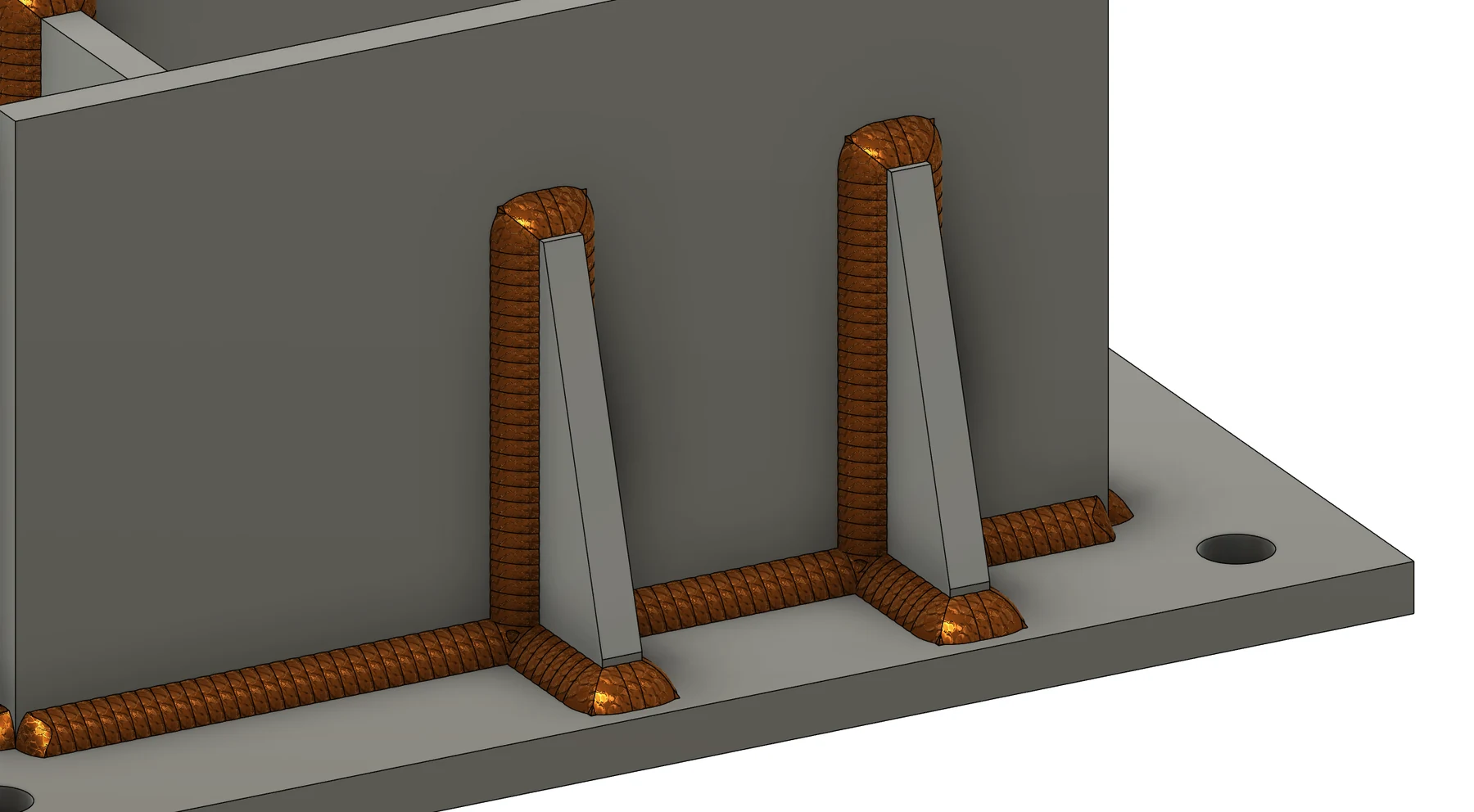 Hand-modelled mounting plates and ribs with Textured Rippled beads wrapping around the rib noses in Fusion
