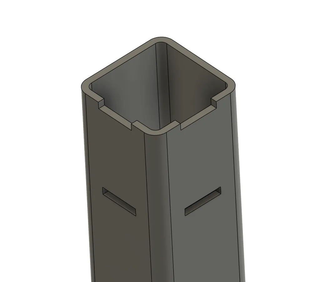 Post with through-wall slots cut on both faces