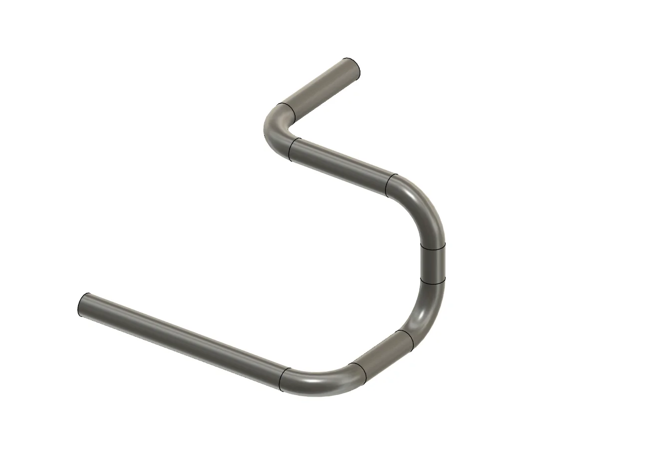 A 25 x 2 tube with four 90-degree bends routed along a 3D sketch