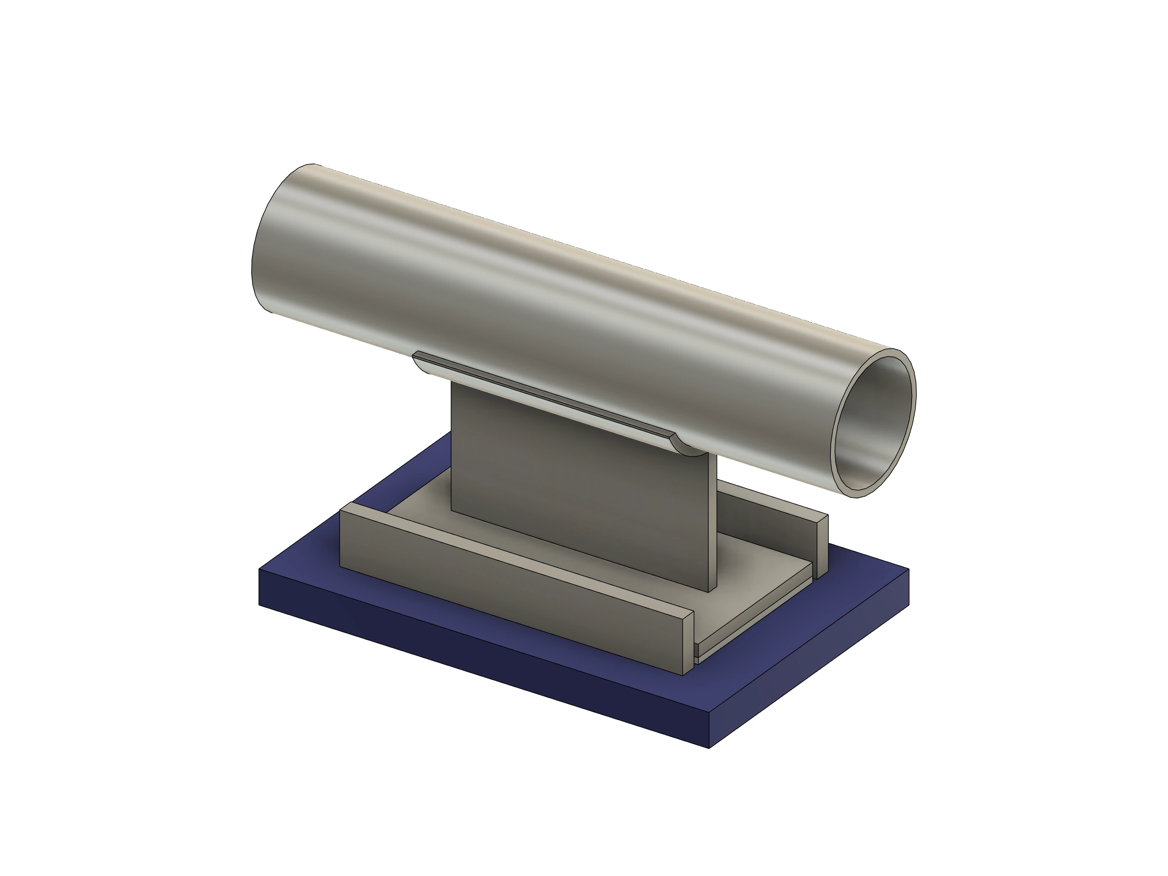 Fabricated pipe shoe and guided base arrangement modeled in Autodesk Fusion