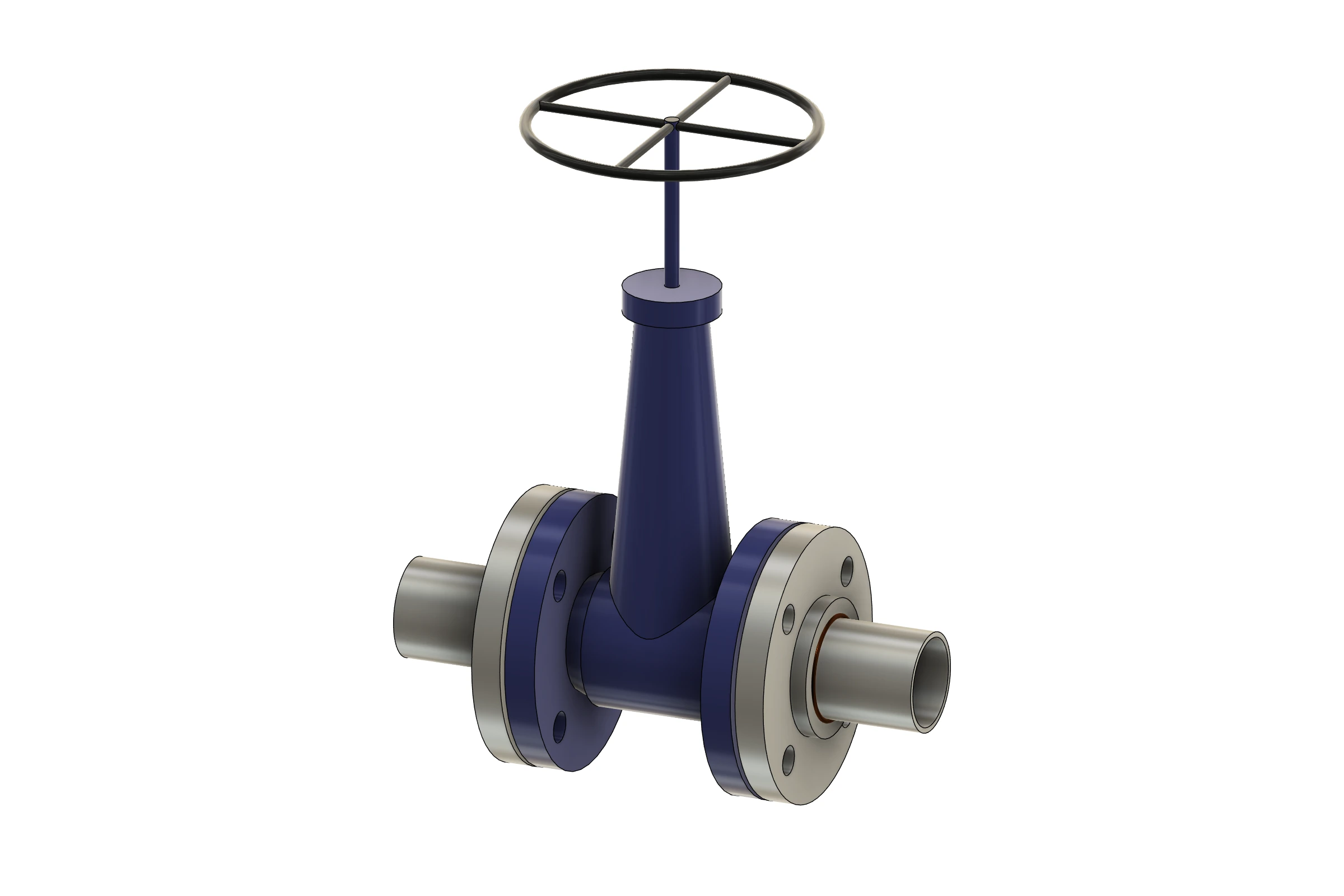 Flanged gate valve with a handwheel, created in Autodesk Fusion